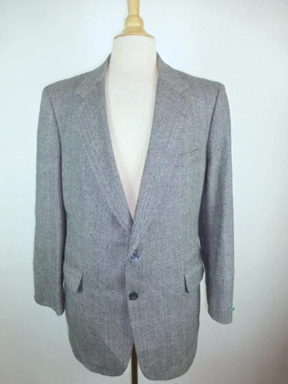 Bellamin Malibu black herringbone tweed  cashmere 42 Vintage